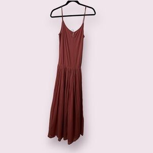 ZARA Basic Womens Cotton Spaghetti Strap Slip On Lined Tank Maxi Dress Size S
